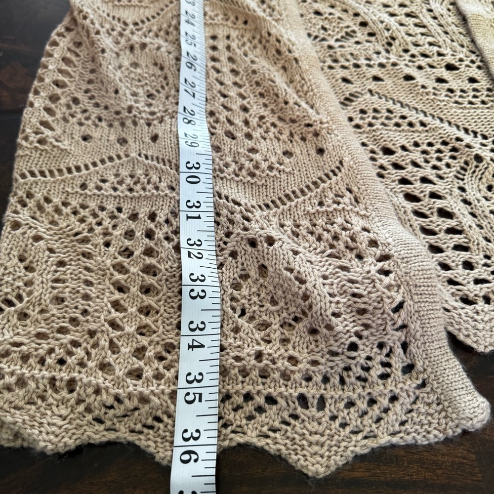 Chelsea & Theodore Open Knit Crochet Longline Open Front Duster Cardigan Sz S - Picture 9 of 10